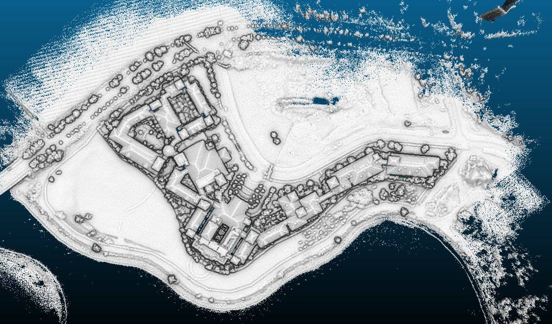 FastMVS dense point cloud — 3,930-image UAV survey overview
